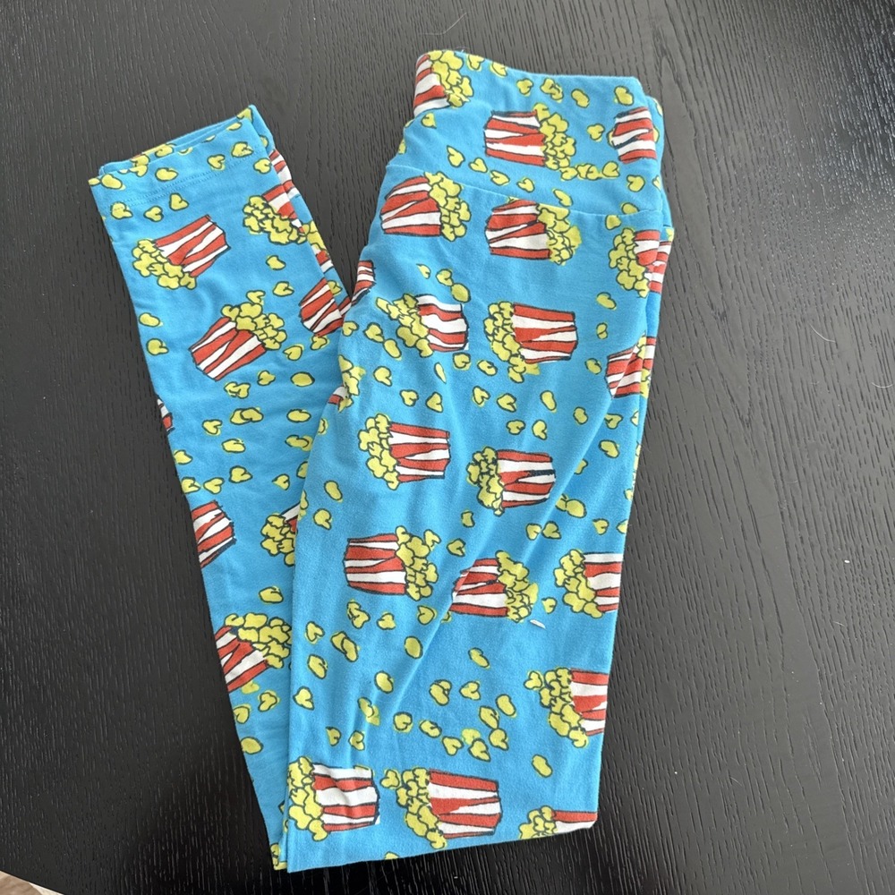 Lularoe Popcorn Blue Leggings Size One Size